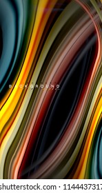 Fluid colors abstract background, twisted liquid design on black, colorful marble or plastic wave texture backdrop, multicolored template for business or technology presentation or web brochure cover