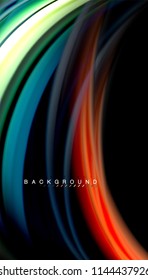 Fundo abstrato de cores fluidas, design líquido torcido em preto, mármore colorido ou fundo de textura de onda de plástico, modelo multicolorido para apresentação de negócios ou tecnologia ou capa de brochura da web