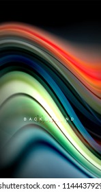 Colores fluidos fondo abstracto, diseño líquido retorcido sobre fondo negro, mármol colorido o textura de ondas plásticas, plantilla multicolor para presentación de negocios o tecnología o portada de folletos web