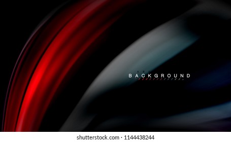Fluid colors abstract background, twisted liquid design on black, colorful marble or plastic wave texture backdrop, multicolored template for business or technology presentation or web brochure cover