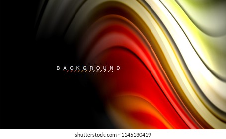 Colores fluidos fondo abstracto, diseño líquido retorcido sobre fondo negro, mármol colorido o textura de ondas plásticas, plantilla multicolor para presentación de negocios o tecnología o portada de folletos web