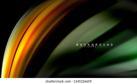 Fluid colors abstract background, twisted liquid design on black, colorful marble or plastic wave texture backdrop, multicolored template for business or technology presentation or web brochure cover