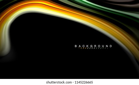 Fluid colors abstract background, twisted liquid design on black, colorful marble or plastic wave texture backdrop, multicolored template for business or technology presentation or web brochure cover