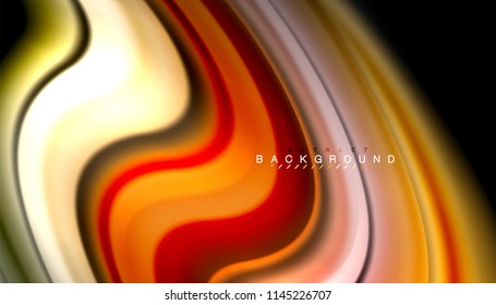 Fluid colors abstract background, twisted liquid design on black, colorful marble or plastic wave texture backdrop, multicolored template for business or technology presentation or web brochure cover