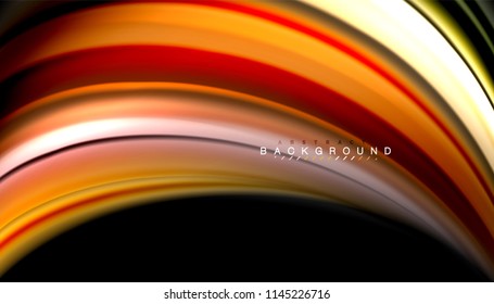 Fluid colors abstract background, twisted liquid design on black, colorful marble or plastic wave texture backdrop, multicolored template for business or technology presentation or web brochure cover