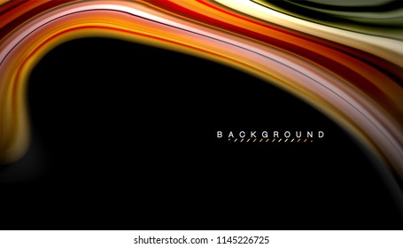 Fluid colors abstract background, twisted liquid design on black, colorful marble or plastic wave texture backdrop, multicolored template for business or technology presentation or web brochure cover