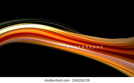 Fluid colors abstract background, twisted liquid design on black, colorful marble or plastic wave texture backdrop, multicolored template for business or technology presentation or web brochure cover