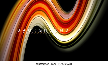 Fluid colors abstract background, twisted liquid design on black, colorful marble or plastic wave texture backdrop, multicolored template for business or technology presentation or web brochure cover