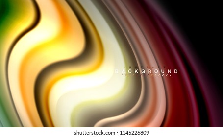 Fundo abstrato de cores fluidas, design líquido torcido em preto, mármore colorido ou fundo de textura de onda de plástico, modelo multicolorido para apresentação de negócios ou tecnologia ou capa de brochura da web