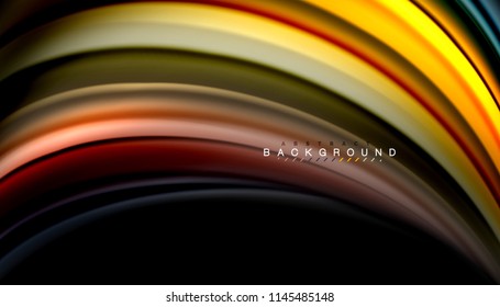 Fluid colors abstract background, twisted liquid design on black, colorful marble or plastic wave texture backdrop, multicolored template for business or technology presentation or web brochure cover