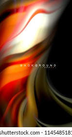 Fluid colors abstract background, twisted liquid design on black, colorful marble or plastic wave texture backdrop, multicolored template for business or technology presentation or web brochure cover
