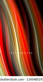 Fluid colors abstract background, twisted liquid design on black, colorful marble or plastic wave texture backdrop, multicolored template for business or technology presentation or web brochure cover