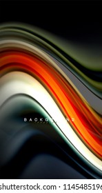 Fluid colors abstract background, twisted liquid design on black, colorful marble or plastic wave texture backdrop, multicolored template for business or technology presentation or web brochure cover
