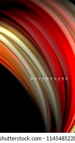 Fluid colors abstract background, twisted liquid design on black, colorful marble or plastic wave texture backdrop, multicolored template for business or technology presentation or web brochure cover