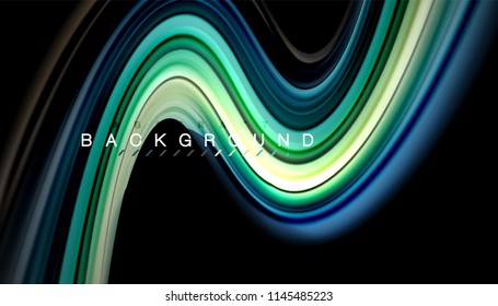 Colores fluidos fondo abstracto, diseño líquido retorcido sobre fondo negro, mármol colorido o textura de ondas plásticas, plantilla multicolor para presentación de negocios o tecnología o portada de folletos web