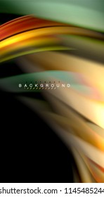 Fluid colors abstract background, twisted liquid design on black, colorful marble or plastic wave texture backdrop, multicolored template for business or technology presentation or web brochure cover