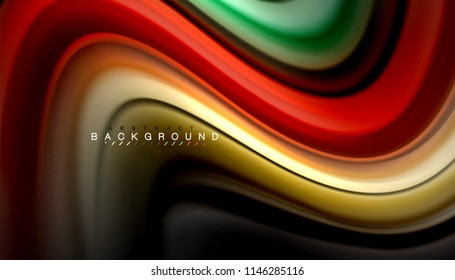 Fluid colors abstract background, twisted liquid design on black, colorful marble or plastic wave texture backdrop, multicolored template for business or technology presentation or web brochure cover