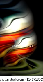 Fluid colors abstract background, twisted liquid design on black, colorful marble or plastic wave texture backdrop, multicolored template for business or technology presentation or web brochure cover