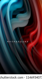 Colores fluidos fondo abstracto, diseño líquido retorcido sobre fondo negro, mármol colorido o textura de ondas plásticas, plantilla multicolor para presentación de negocios o tecnología o portada de folletos web