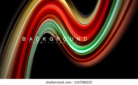 Colores fluidos fondo abstracto, diseño líquido retorcido sobre fondo negro, mármol colorido o textura de ondas plásticas, plantilla multicolor para presentación de negocios o tecnología o portada de folletos web