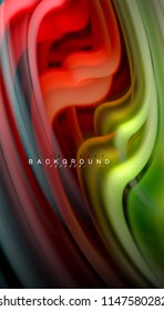 Fluid colors abstract background, twisted liquid design on black, colorful marble or plastic wave texture backdrop, multicolored template for business or technology presentation or web brochure cover