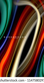Colores fluidos fondo abstracto, diseño líquido retorcido sobre fondo negro, mármol colorido o textura de ondas plásticas, plantilla multicolor para presentación de negocios o tecnología o portada de folletos web