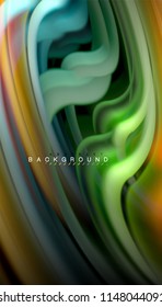 Fluid colors abstract background, twisted liquid design on black, colorful marble or plastic wave texture backdrop, multicolored template for business or technology presentation or web brochure cover