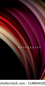 Fluid colors abstract background, twisted liquid design on black, colorful marble or plastic wave texture backdrop, multicolored template for business or technology presentation or web brochure cover