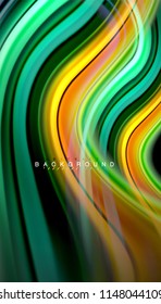Fluid colors abstract background, twisted liquid design on black, colorful marble or plastic wave texture backdrop, multicolored template for business or technology presentation or web brochure cover