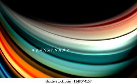 Colores fluidos fondo abstracto, diseño líquido retorcido sobre fondo negro, mármol colorido o textura de ondas plásticas, plantilla multicolor para presentación de negocios o tecnología o portada de folletos web