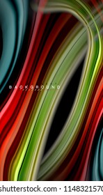 Fluid colors abstract background, twisted liquid design on black, colorful marble or plastic wave texture backdrop, multicolored template for business or technology presentation or web brochure cover