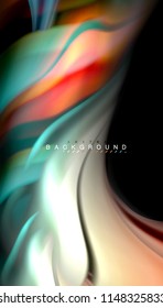 Colores fluidos fondo abstracto, diseño líquido retorcido sobre fondo negro, mármol colorido o textura de ondas plásticas, plantilla multicolor para presentación de negocios o tecnología o portada de folletos web
