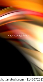 Fluid colors abstract background, twisted liquid design on black, colorful marble or plastic wave texture backdrop, multicolored template for business or technology presentation or web brochure cover