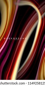 Fluid colors abstract background, twisted liquid design on black, colorful marble or plastic wave texture backdrop, multicolored template for business or technology presentation or web brochure cover