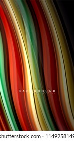 Fluid colors abstract background, twisted liquid design on black, colorful marble or plastic wave texture backdrop, multicolored template for business or technology presentation or web brochure cover