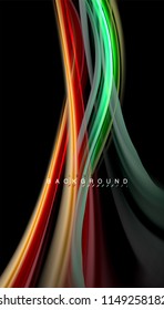 Fluid colors abstract background, twisted liquid design on black, colorful marble or plastic wave texture backdrop, multicolored template for business or technology presentation or web brochure cover