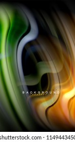 Fluid colors abstract background, twisted liquid design on black, colorful marble or plastic wave texture backdrop, multicolored template for business or technology presentation or web brochure cover