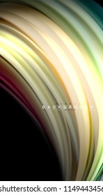 Fluid colors abstract background, twisted liquid design on black, colorful marble or plastic wave texture backdrop, multicolored template for business or technology presentation or web brochure cover