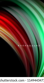 Fluid colors abstract background, twisted liquid design on black, colorful marble or plastic wave texture backdrop, multicolored template for business or technology presentation or web brochure cover