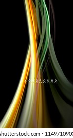 Fluid colors abstract background, twisted liquid design on black, colorful marble or plastic wave texture backdrop, multicolored template for business or technology presentation or web brochure cover