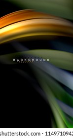 Fluid colors abstract background, twisted liquid design on black, colorful marble or plastic wave texture backdrop, multicolored template for business or technology presentation or web brochure cover