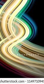 Fluid colors abstract background, twisted liquid design on black, colorful marble or plastic wave texture backdrop, multicolored template for business or technology presentation or web brochure cover