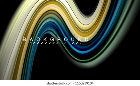 Colores fluidos fondo abstracto, diseño líquido retorcido sobre fondo negro, mármol colorido o textura de ondas plásticas, plantilla multicolor para presentación de negocios o tecnología o portada de folletos web