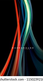 Fluid colors abstract background, twisted liquid design on black, colorful marble or plastic wave texture backdrop, multicolored template for business or technology presentation or web brochure cover