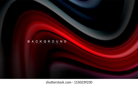 Colores fluidos fondo abstracto, diseño líquido retorcido sobre fondo negro, mármol colorido o textura de ondas plásticas, plantilla multicolor para presentación de negocios o tecnología o portada de folletos web