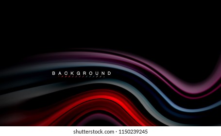 Fluid colors abstract background, twisted liquid design on black, colorful marble or plastic wave texture backdrop, multicolored template for business or technology presentation or web brochure cover