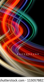 Fluid colors abstract background, twisted liquid design on black, colorful marble or plastic wave texture backdrop, multicolored template for business or technology presentation or web brochure cover