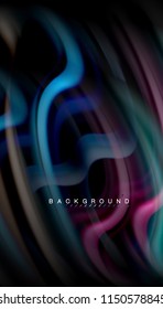 Colores fluidos fondo abstracto, diseño líquido retorcido sobre fondo negro, mármol colorido o textura de ondas plásticas, plantilla multicolor para presentación de negocios o tecnología o portada de folletos web