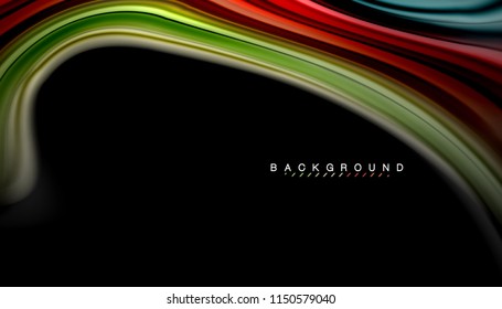 Fluid colors abstract background, twisted liquid design on black, colorful marble or plastic wave texture backdrop, multicolored template for business or technology presentation or web brochure cover