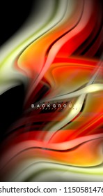 Fluid colors abstract background, twisted liquid design on black, colorful marble or plastic wave texture backdrop, multicolored template for business or technology presentation or web brochure cover